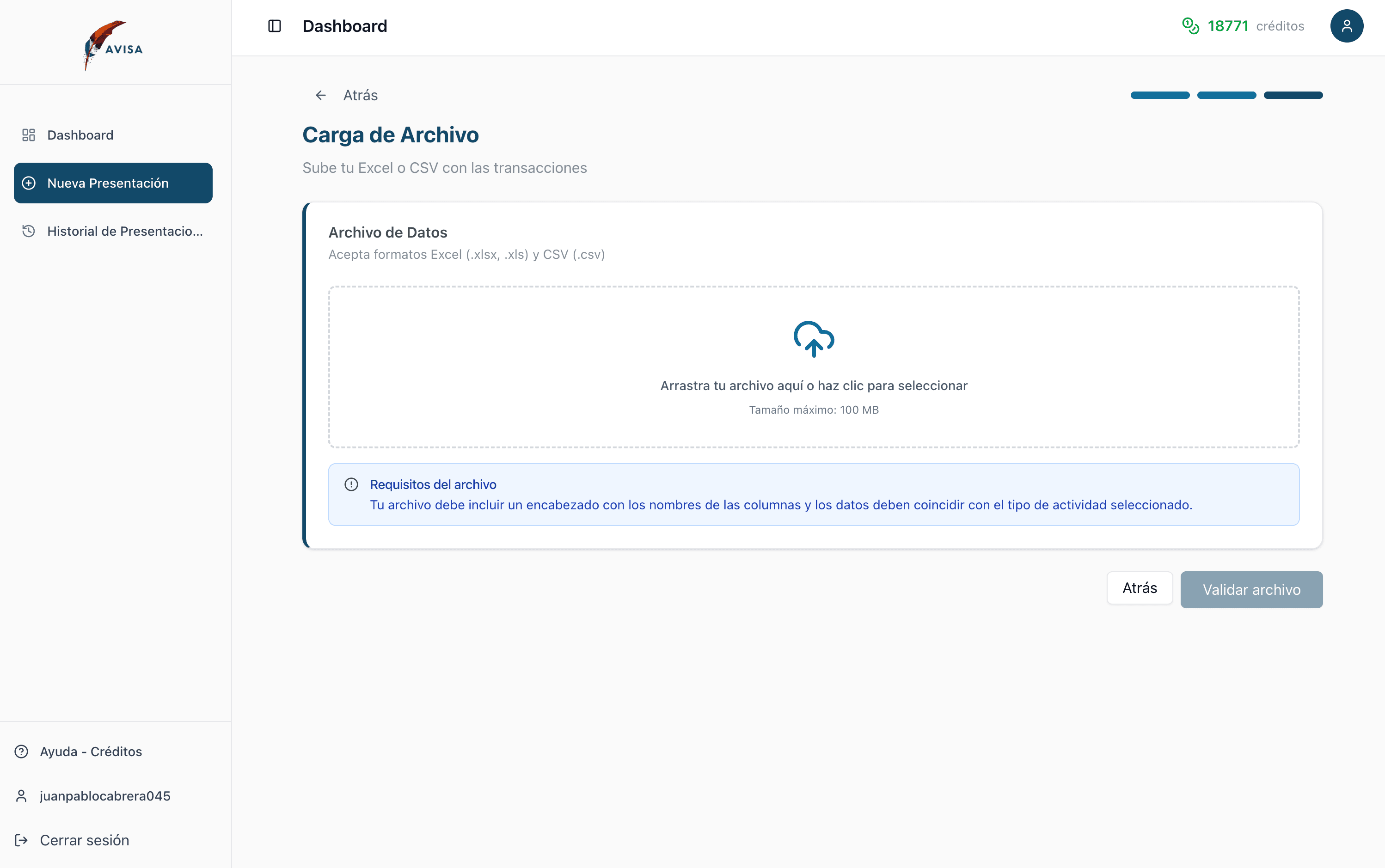 Carga masiva de avisos por Excel o CSV.